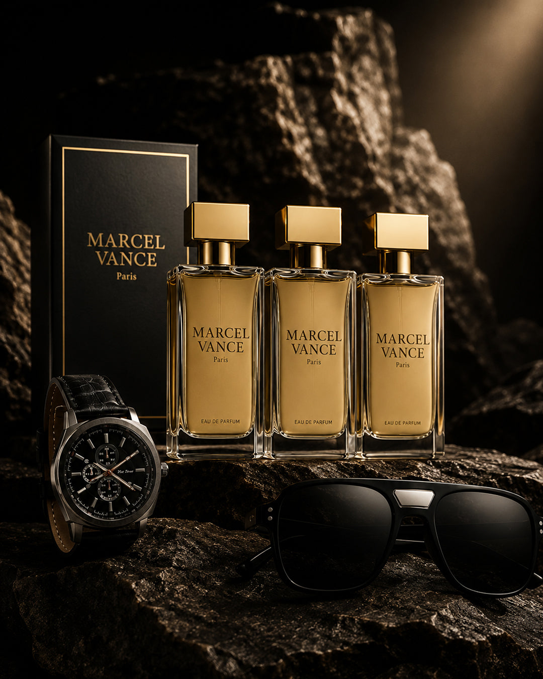 Marcel Vance® Paris Erkek EDP Parfüm | Gözlük ve Saat Hediyeli